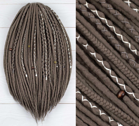 Ash wool dreadlock extensions