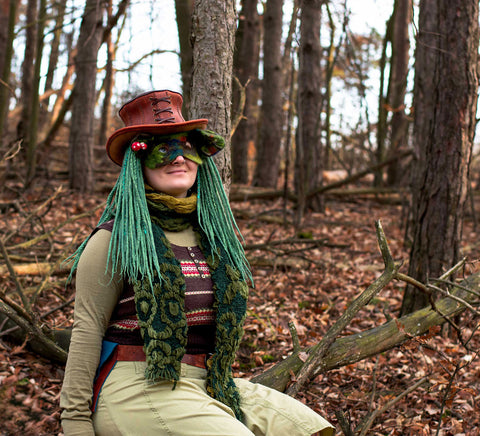 Green blended wool dreadlock extensions