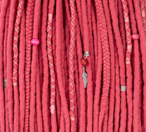 Coral set of 10 pcs wool dreadlocks bundle