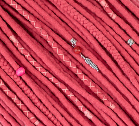 Coral set of 10 pcs wool dreadlocks bundle