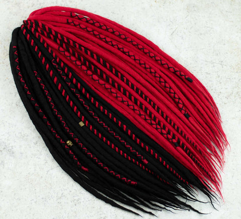 Dark rose wool dreadlock extensions