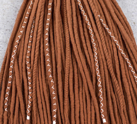 Mixed set of double ended and single ended wool dreads 'Ginger'
