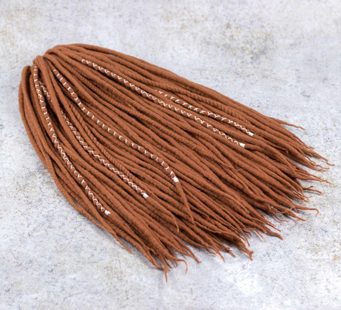 Mixed set of double ended and single ended wool dreads 'Ginger'