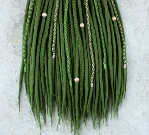 Ivy green wool dreads