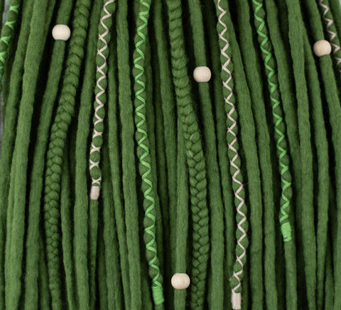 Ivy green set of 10 pcs wool dreads bundle