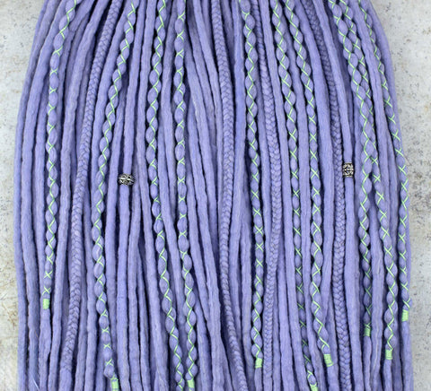 Lavender wool dreadlocks with braids
