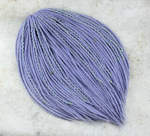 Lavender wool dreadlocks with braids