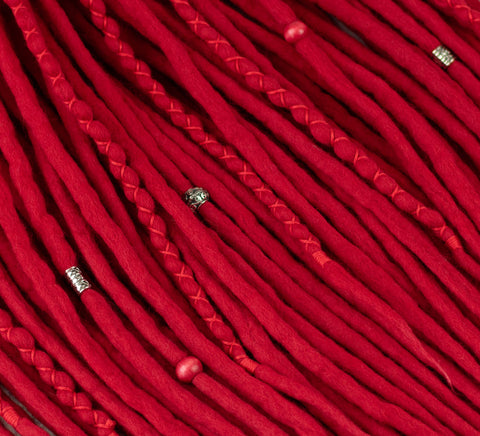 Poppy red set of 10 pcs wool dreads bundle