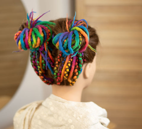 Rainbow partial set – 20 double ended wool dreads