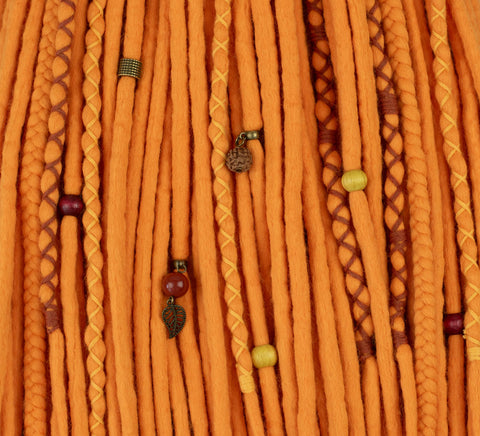 Sea buckthorn set of 10 pcs wool dreads bundle