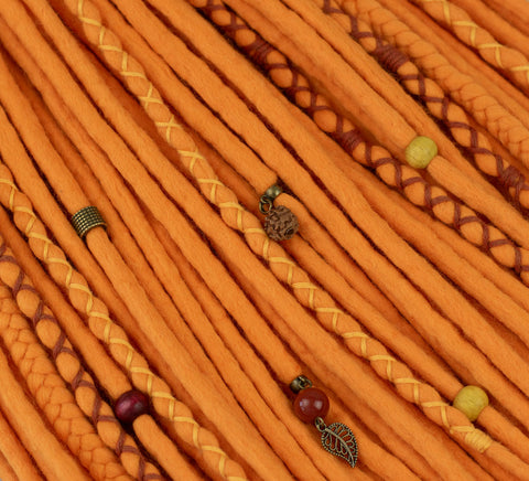 Sea buckthorn set of 10 pcs wool dreads bundle