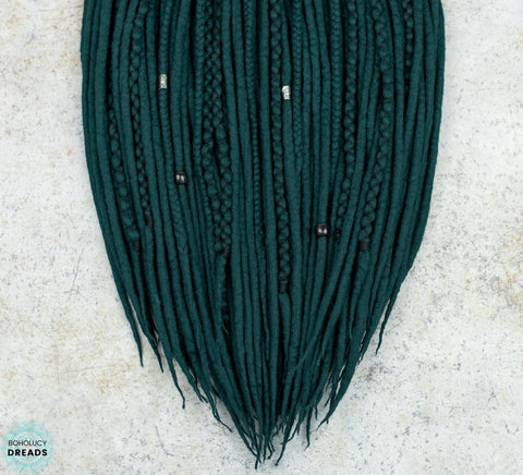 Jungle green wool dreadlocks