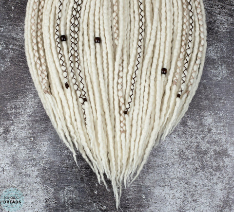 Natural white merino wool dreads